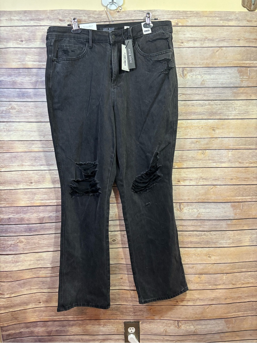 NWT Judy Blue Black Distressed Boyfriend Jeans Size 18W